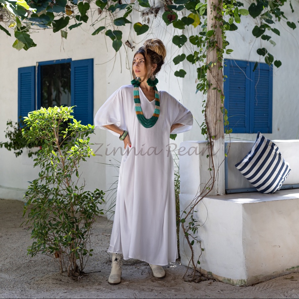 Rosa Dress Kaftan Printed Women Beach Coverups Boho Abaya Gown Festival Dress